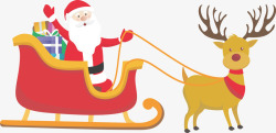 圣诞节驾驶驯鹿车的圣诞老人矢量图素材