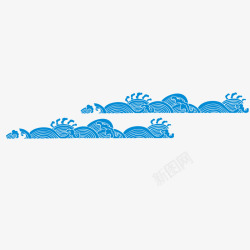 海浪纹理蓝色中国风小浪花矢量图素材