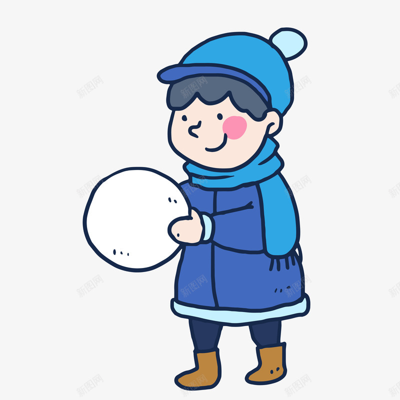 玩雪小朋友png免抠素材_88icon https://88icon.com 冬天 开心 玩雪 蓝色 雪球