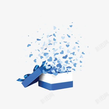 蓝色打开的礼盒png免抠素材_88icon https://88icon.com 心形 打开的 礼物 礼盒 蓝色