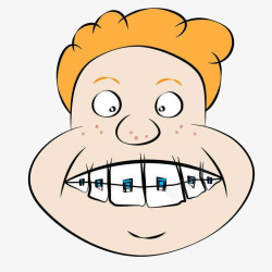卡通男人矫正牙齿头像插画素材