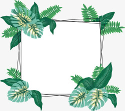 夏天绿色树叶装饰框矢量图素材