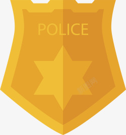 六角星金色警察徽章矢量图素材