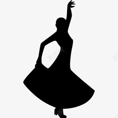 弗拉门戈舞蹈剪影的一个女人图标图标