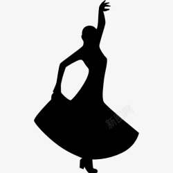 人的形状弗拉门戈舞蹈剪影的一个女人图标高清图片