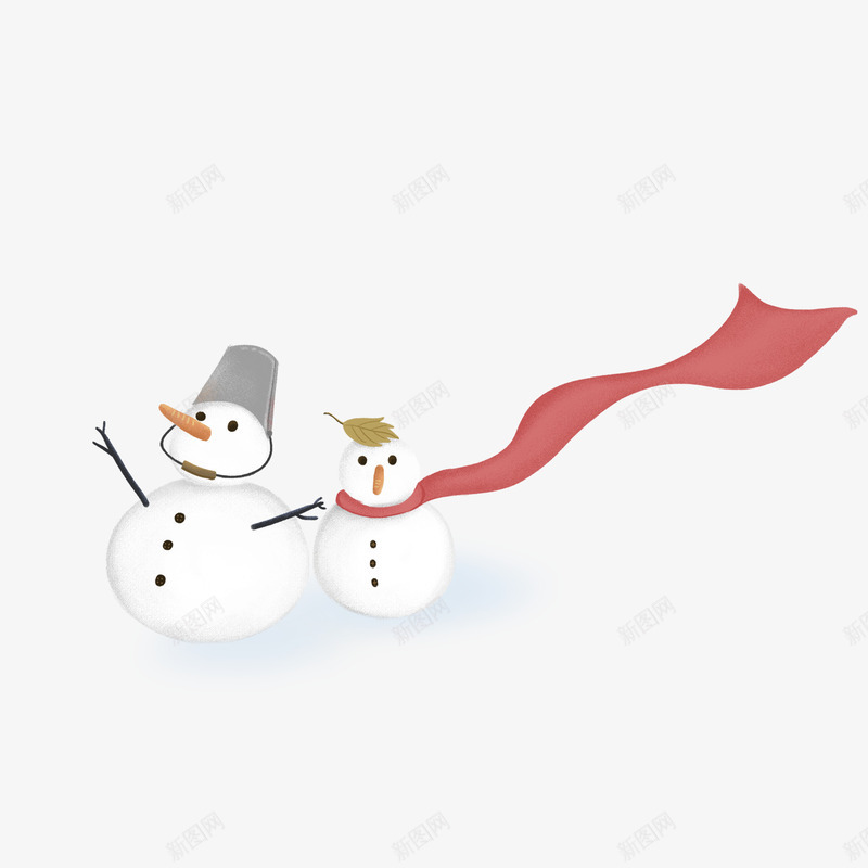 立冬堆两个雪人psd免抠素材_88icon https://88icon.com 下雪 冬天 立冬 雪人