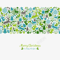 绿色圣诞花纹底纹贺卡矢量图素材