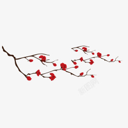 梅花枝干红色喜庆节日梅花矢量图高清图片