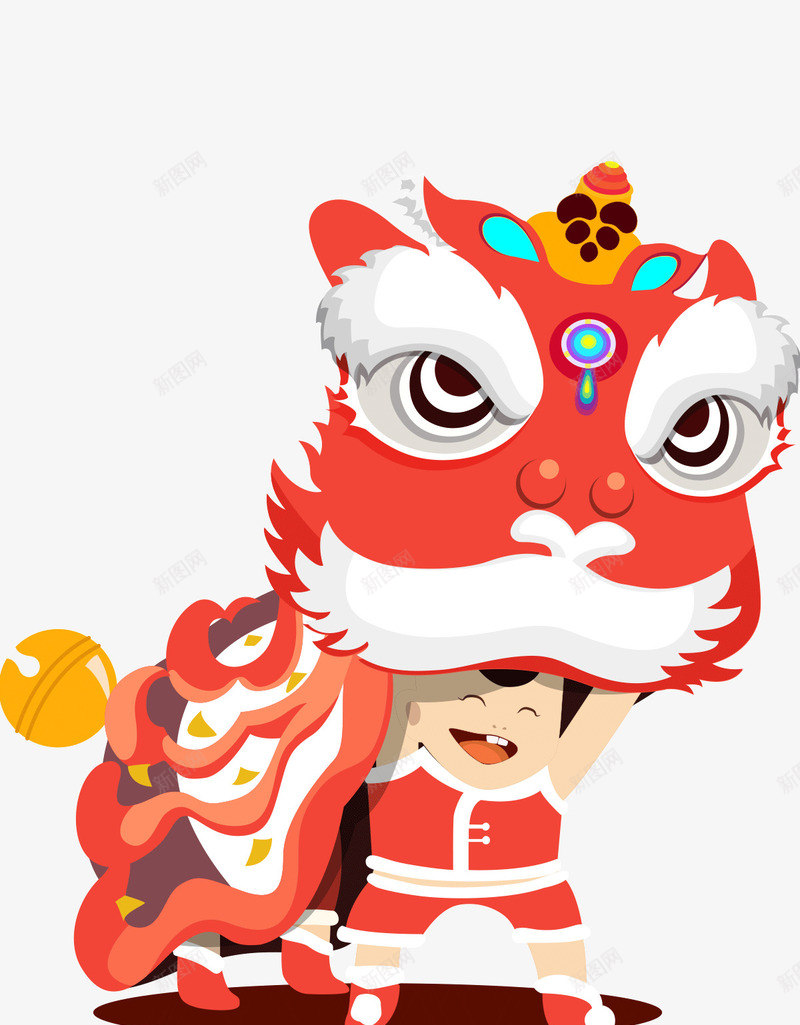 福娃舞狮表演手绘图png免抠素材_88icon https://88icon.com 吉利 开心的 手绘图 新年 春节 福娃 舞狮表演