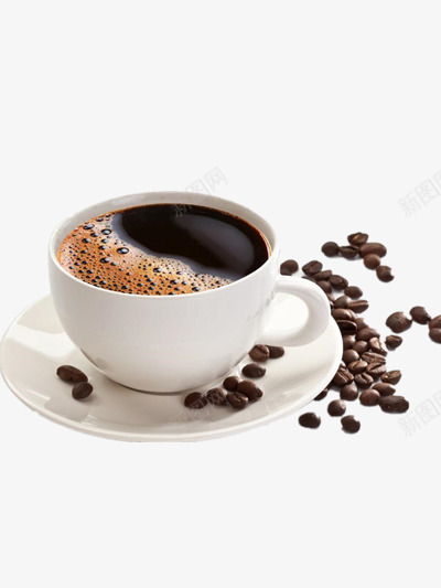 一杯咖啡和散落的咖啡豆png免抠素材_88icon https://88icon.com 咖啡 装饰 饮品