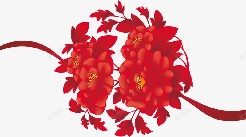 红花psd免抠素材_88icon https://88icon.com 大红花 红花 装饰花