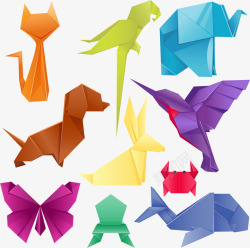 矢量折纸动物卡通动物折纸矢量图高清图片