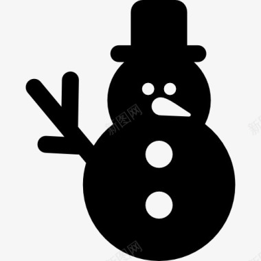 冬天小孩堆雪人雪人的帽子图标图标