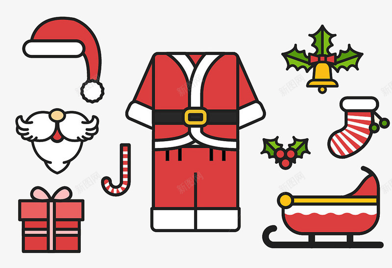 圣诞老人装扮psd免抠素材_88icon https://88icon.com 喜庆 圣诞帽子 圣诞快乐 圣诞礼物 圣诞老人 圣诞节 红色 胡子 节日气氛 衣服 袜子 雪橇