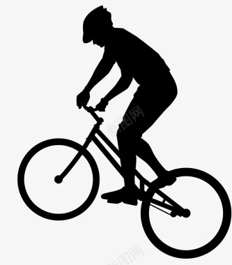 上世纪单车山地车定车人物剪影图标图标