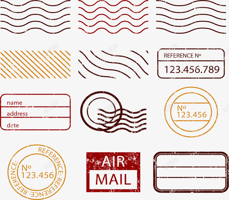 几何波浪线条邮戳png免抠素材_88icon https://88icon.com 几何线条 寄信 矢量素材 邮戳 邮政