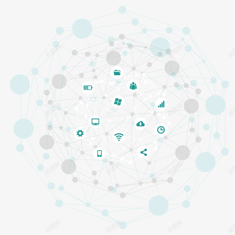 多边形装饰矢量图eps免抠素材_88icon https://88icon.com 圆形 多边形 扁平 科技 网络 蓝色 装饰 矢量图