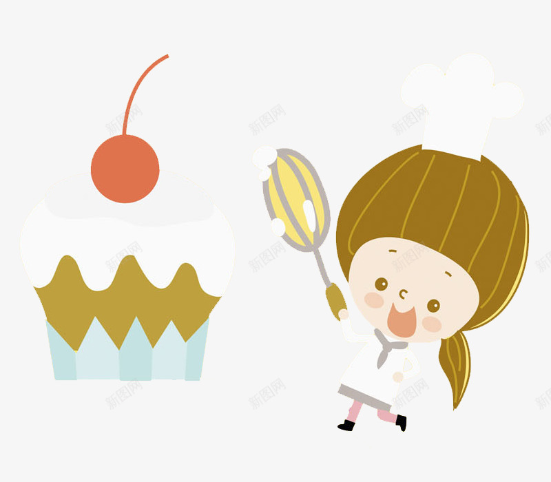 卡通做蛋糕的女孩图png免抠素材_88icon https://88icon.com 做蛋糕 卡通 厨师 可爱的 小女孩 插图 樱桃 甜品
