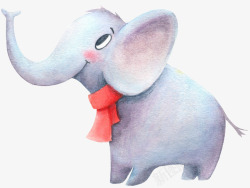 水彩大象动物涂鸦插画素材