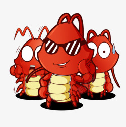 可爱红色小龙虾餐饮装饰素材