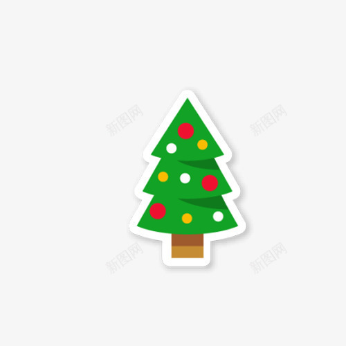 卡通圣诞树png免抠素材_88icon https://88icon.com 圣诞树 圣诞树图片 圣诞树库 圣诞树库图片 圣诞节 松树 红色装饰物 绿色 黄色装饰物