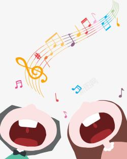 世界儿歌日主题唱歌的孩子与音符素材