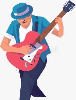 弹奏吉他的人爵士乐海报矢量图海报