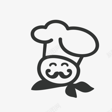 黑色手绘的厨师帽图标图标