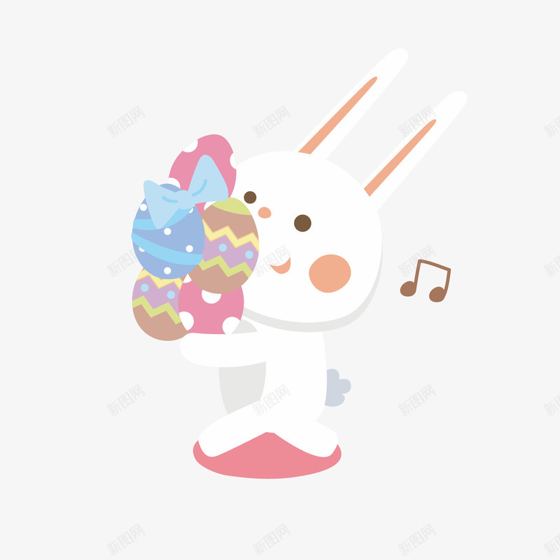抱着糖果的兔子手绘矢量图ai免抠素材_88icon https://88icon.com 兔子 动物 卡通 手绘 白色 糖果 音符 高兴 矢量图