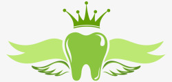 爱护牙齿绿色带翅膀的牙齿高清图片