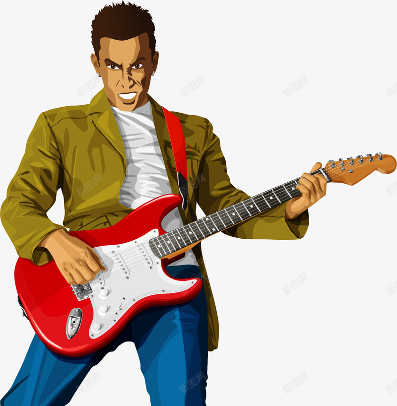 手绘弹吉他的男子png免抠素材_88icon https://88icon.com 弹吉他的男子 手绘 摇滚