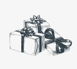 三个礼品盒手绘素描促销礼盒礼包高清图片
