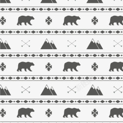 创意熊和山无缝背景矢量图素材