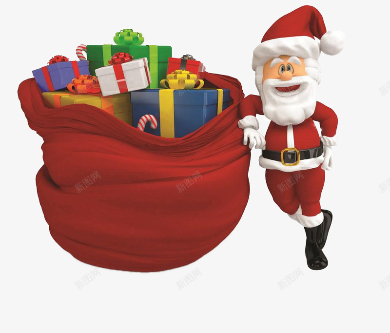 圣诞老人和一堆礼物png免抠素材_88icon https://88icon.com 卡通 圣诞老人 圣诞节 礼物