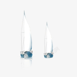 两艘蓝色小帆船素材