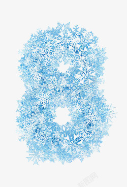 雪花数字创意蓝色雪花合成数字8高清图片