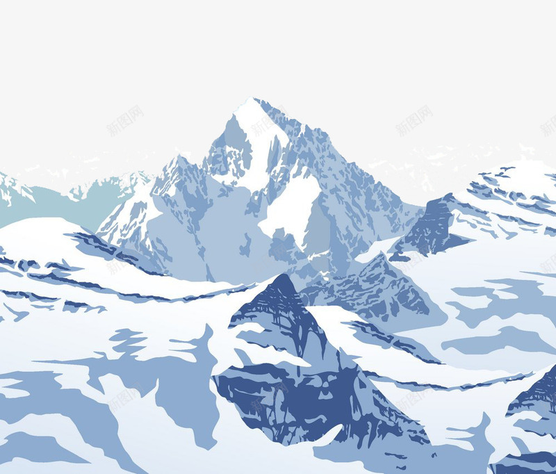 美丽雪山png免抠素材_88icon https://88icon.com 卡通风景插画 山峰美景 山脉风景 雪山风景 高山 高峰