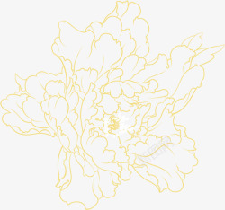 黄色线条牡丹花海报素材