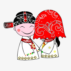 卡通中国风新郎新娘素材