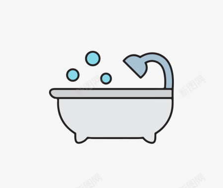 铸铁浴缸浴缸气泡图标图标