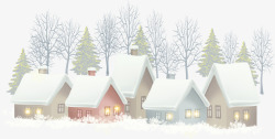圣诞小村庄冬季多彩村庄房屋高清图片