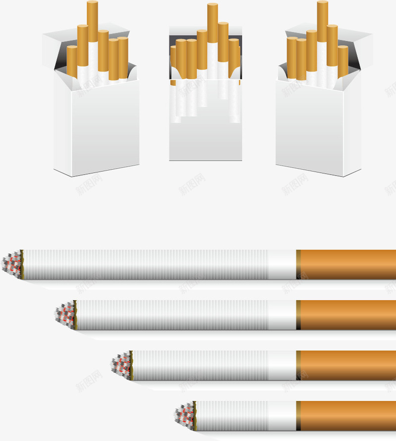 香烟png免抠素材_88icon https://88icon.com 烟盒 燃烧的香烟 矢量素材 空白香烟盒 香烟