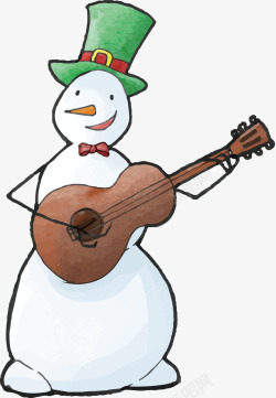弹吉他雪人素材