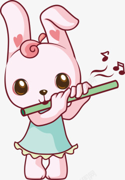 吹笛子的兔子素材