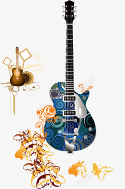 吉他乐器海报背景矢量图海报
