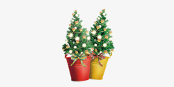 可爱圣诞树蝴蝶结盆栽装饰图案素材