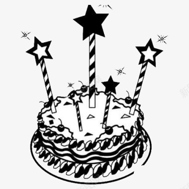 星星蜡烛的蛋糕图标图标