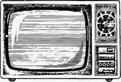 复古电视花了屏幕的电视机手绘矢量图高清图片