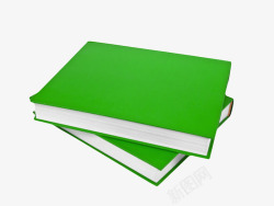 绿色堆叠的一叠书实物素材