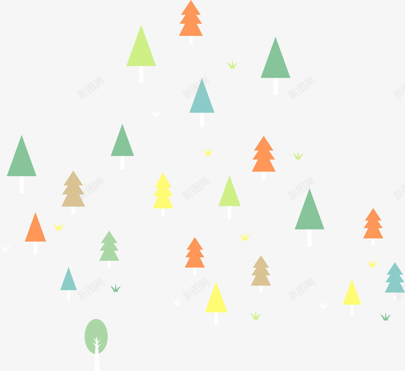 多彩卡通树木png免抠素材_88icon https://88icon.com 圣诞树 多彩树木 树木背景 植物树木 简约大树 边框纹理